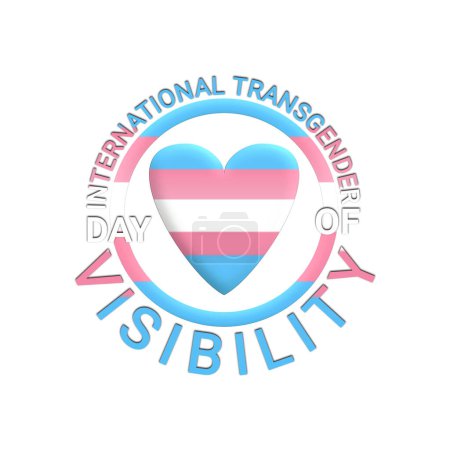 Foto de Ilustración del Día Internacional de la Visibilidad Transgénero. Bandera transgénero en forma de corazón sobre fondo blanco. ilustración - Imagen libre de derechos