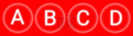 Foto de Una representación 3D de la palabra ABCD sobre un fondo rojo con reflexión - Imagen libre de derechos