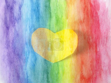 Rainbow heart on watercolor background. Valentine's day concept.
