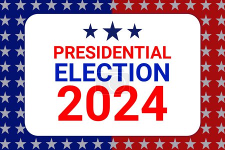 Elecciones presidenciales 2024 fondo con estrellas y colores patrióticos rojo y azul. Fondo de pantalla concepto de elección. ilustración