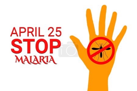 Photo for Stop malaria. April 25. illustration of a hand with a Stop malaria sign. - Royalty Free Image
