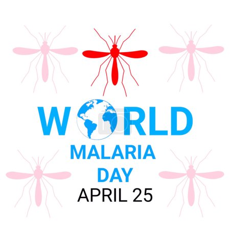 Photo for World Malaria Day. April 25. illustration of a banner with a world map and mosquitoes. - Royalty Free Image