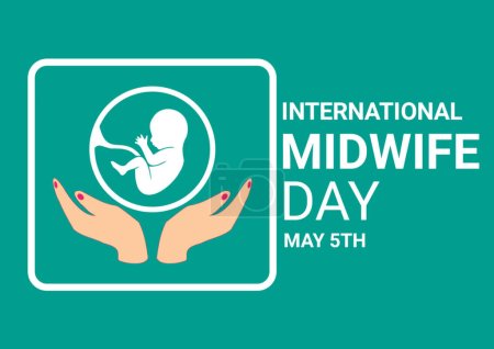 Foto de Día Internacional de las Parteras. 5 de mayo. ilustración de una tarjeta de felicitación con un bebé en el útero. - Imagen libre de derechos