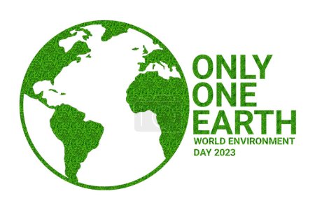 Sólo una Tierra. Día Mundial del Medio Ambiente 2023 Ilustración. Concepto de ecología. Salva la Tierra. Adecuado para tarjeta de felicitación, póster y pancarta.
