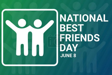 Photo for National Best Friends Day typography poster with people silhouettes on green background. June 8. illustration - Royalty Free Image