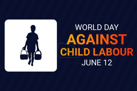 ilustración de los antecedentes del Día Mundial contra el Trabajo Infantil con la silueta de un niño. 12 de junio.