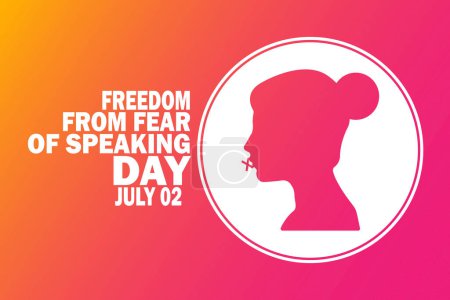 Illustration for Freedom From Fear Of Speaking Day. July 02. Holiday concept. Template for background, banner, card, poster with text inscription. Vector illustration - Royalty Free Image