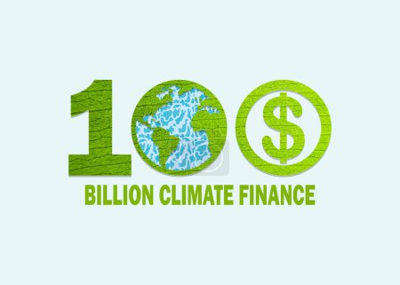 Ilustración de 100 mil millones de dólares concepto de financiación climática verde Vector fondo ilustración. - Imagen libre de derechos