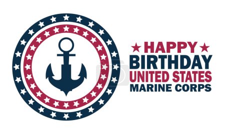 Téléchargez les illustrations : Joyeux anniversaire United States Marine Corps Vector Template Design Illustration. Convient pour carte de vœux, affiche et bannière - en licence libre de droit