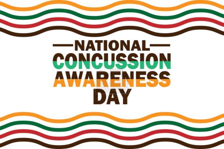 Ilustración de National Concussion Awareness Day Background (en inglés). Concepto de Salud. Plantilla para fondo, banner, tarjeta, póster con inscripción de texto. Ilustración vectorial - Imagen libre de derechos