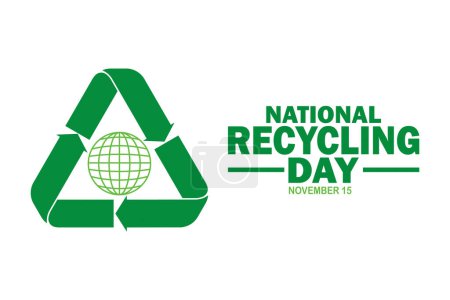 Día Nacional del Reciclaje Vector ilustración. 15 de noviembre. Adecuado para tarjeta de felicitación, póster y pancarta.