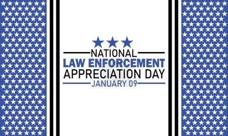 Illustration for National Law Enforcement Appreciation Day. January 09. Holiday concept. Template for background, banner, card, poster with text inscription. Vector illustration - Royalty Free Image