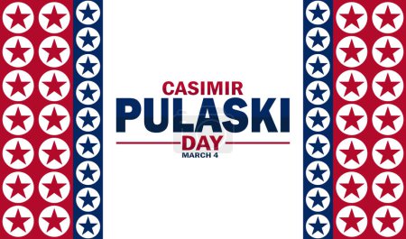 Ilustración de Casimir Pulaski Day Ilustración vectorial. 4 de marzo. Concepto de vacaciones. Plantilla para fondo, banner, tarjeta, póster con inscripción de texto. - Imagen libre de derechos