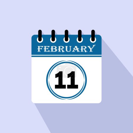 Icon calendar day - 11 February. 11th days of the month, vector illustration.