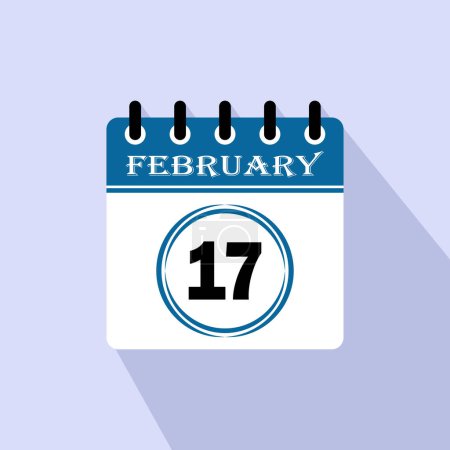 Icono día del calendario - 17 de febrero. 17 días del mes, ilustración vectorial.
