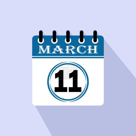 Téléchargez les illustrations : Icône jour calendrier - 11 Mars. 11ème jour du mois, illustration vectorielle. - en licence libre de droit