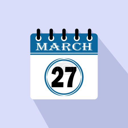 Illustration for Icon calendar day - 27 March. 27th days of the month, vector illustration. - Royalty Free Image