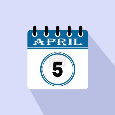 Illustration for Icon calendar day - 5 April. 5th days of the month, vector illustration. - Royalty Free Image
