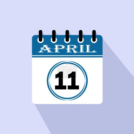 Icône jour calendrier - 11 Avril. 11ème jour du mois, illustration vectorielle.