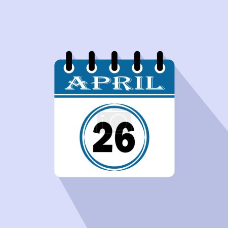 Téléchargez les illustrations : Icône jour calendrier - 26 Avril. 26e jour du mois, illustration vectorielle. - en licence libre de droit