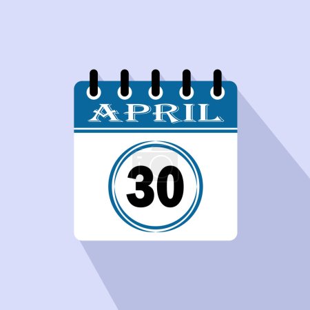 Icône jour calendrier - 30 Avril. 30ème jour du mois, illustration vectorielle.