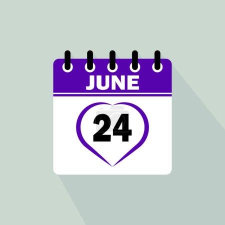 Ilustración de Icono día calendario - 24 de junio. 24 días del mes, ilustración vectorial. - Imagen libre de derechos