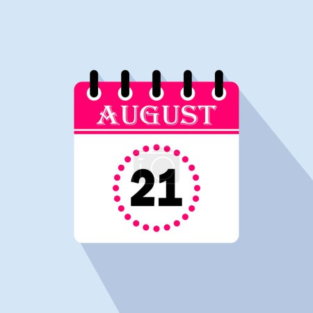 Téléchargez les illustrations : Icône jour calendrier - 21 août. 21 jours du mois, illustration vectorielle. - en licence libre de droit