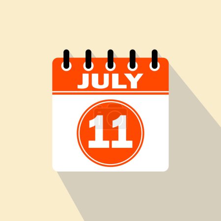 Icon calendar day - 11 July. 11th days of the month, vector illustration.
