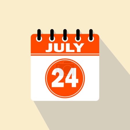 Téléchargez les illustrations : Icône jour calendrier - 24 Juillet. 24ème jour du mois, illustration vectorielle. - en licence libre de droit