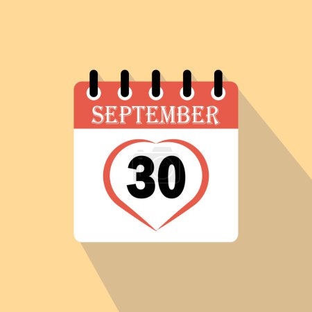 Ilustración de Icono día del calendario - 30 de septiembre. 30 días del mes, ilustración vectorial. - Imagen libre de derechos