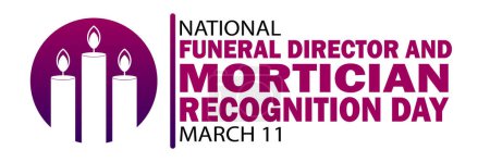 National Funeral Director and Mortician Recognition Day. March 11. Holiday concept. Template for background, banner, card, poster with text inscription. Vector illustration