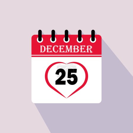 Tag des Symbolkalenders - 25. Dezember. 25 Tage des Monats, Vektorillustration.