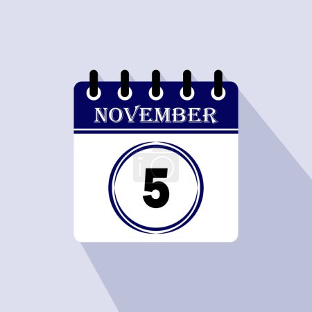 Illustration for Icon calendar day - 5 November. 5th days of the month, vector illustration. - Royalty Free Image