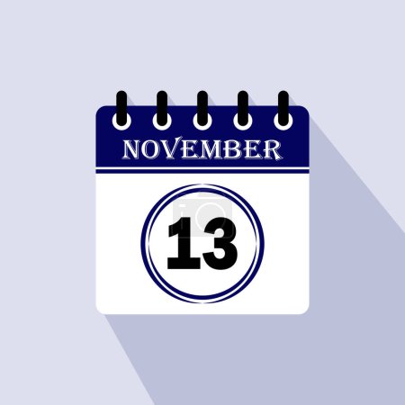 Ilustración de Icono día del calendario - 13 de noviembre. 13 días del mes, ilustración vectorial. - Imagen libre de derechos