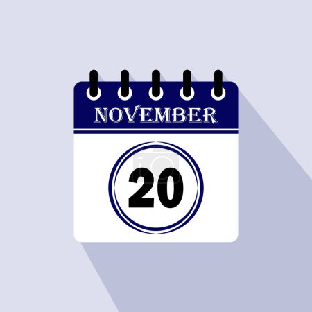 Téléchargez les illustrations : Icône jour calendrier - 20 Novembre. 20ème jour du mois, illustration vectorielle. - en licence libre de droit