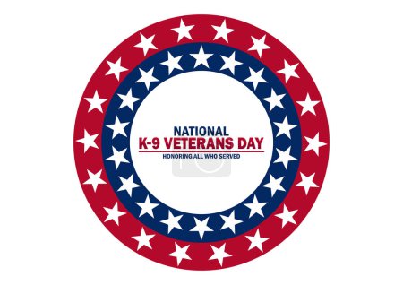 Día Nacional de Veteranos K 9. Honrando a todos los que sirvieron. Concepto de vacaciones. Plantilla para fondo, banner, tarjeta, póster con inscripción de texto.
