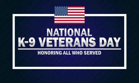 Día Nacional de Veteranos K 9. Honrando a todos los que sirvieron. Adecuado para tarjetas de felicitación, póster y pancarta, papel pintado.