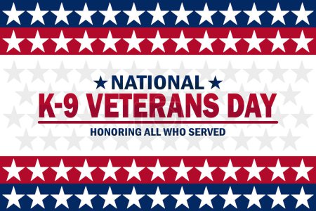 National K 9 Veterans Day Fondo de pantalla moderno con estrellas y tipografía. Honrando a todos los que sirvieron. Día Nacional de Veteranos K 9, antecedentes