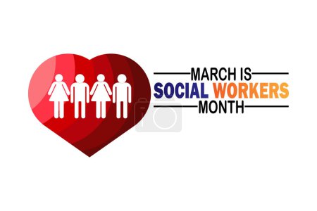 März ist der Monat der Sozialarbeiter. Ferienkonzept. Vorlage für Hintergrund, Banner, Karte, Plakat mit Textinschrift