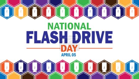 Illustration for National Flash Drive Day wallpaper with typography. National Flash Drive Day, background - Royalty Free Image