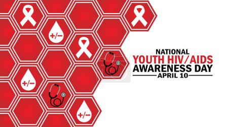 Ilustración de National Youth Hiv Aids Awareness Day fondo de pantalla con tipografía. Día Nacional de Concientización sobre el SIDA de la Juventud, antecedentes - Imagen libre de derechos