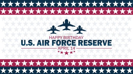 Illustration for Happy Birthday US AIR Force Reserve wallpaper with shapes and typography. Happy Birthday US AIR Force Reserve, background - Royalty Free Image