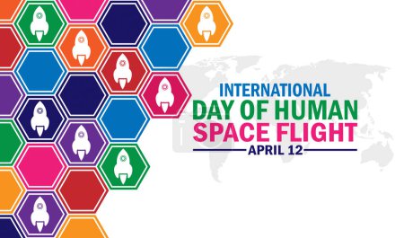 International Day Of Human Space Flight. Holiday concept. Template for background, banner, card, poster with text inscription