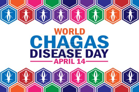 Tapete zum Welttag der Chagas-Krankheit mit Formen und Typografie. Welttag der Chagas-Krankheit, Hintergrund