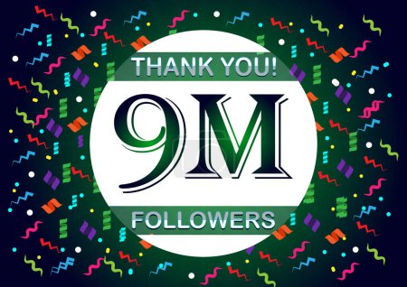 Thank you 9m followers, nine million followers. Suitable for social media post background template.