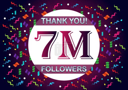 Thank you 7m followers, seven million followers. Suitable for social media post background template.