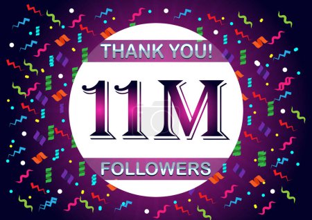 Danke 11m Follower, elf Millionen Follower. Geeignet für Social-Media-Hintergrundvorlage.