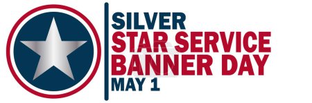 Téléchargez les illustrations : Silver Star Service Banner Day. Le 1er mai. Convient pour carte de vœux, affiche et bannière - en licence libre de droit
