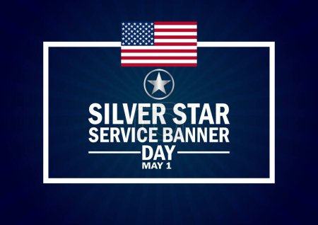 Téléchargez les illustrations : Silver Star Service Banner Day. Le 1er mai. Concept de vacances. Modèle pour fond, bannière, carte, affiche avec inscription texte. Illustration vectorielle - en licence libre de droit