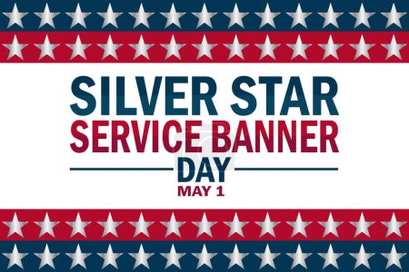 Téléchargez les illustrations : Papier peint Silver Star Service Banner Day avec des formes et de la typographie. Bannière de service Silver Star Jour, fond - en licence libre de droit